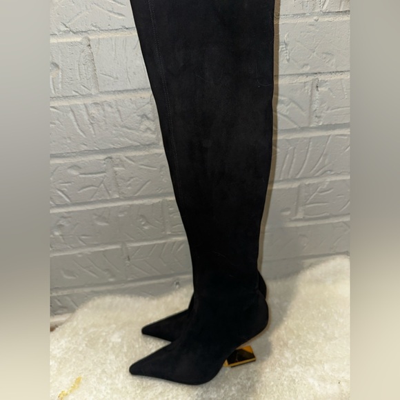 New JEFFREY CAMPBELL Compass Black Suede Over-The-Knee Boots Size 38 - Picture 4 of 10